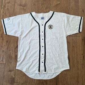 Vintage Badger Red Sox 100% Cotton Cream/Green Throwback Baseball Jersey. XL